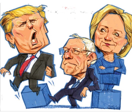 هیلاری و سندرز علیه ترامپ! (کاریکاتور)