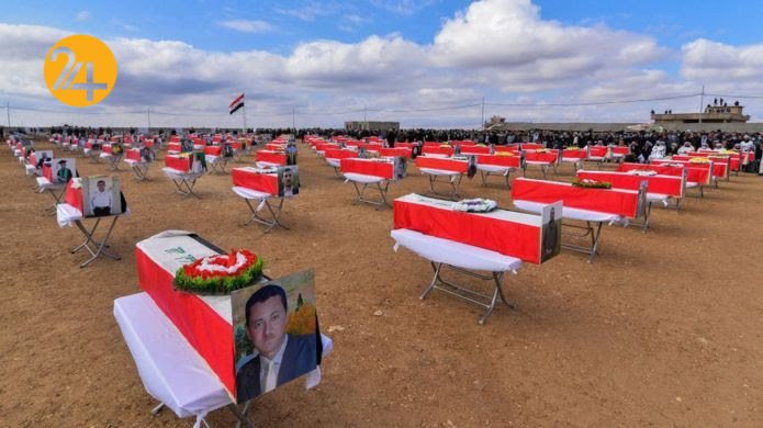 تشییع جنازه ۱۰۴ ایزدی کشته شده توسط داعش