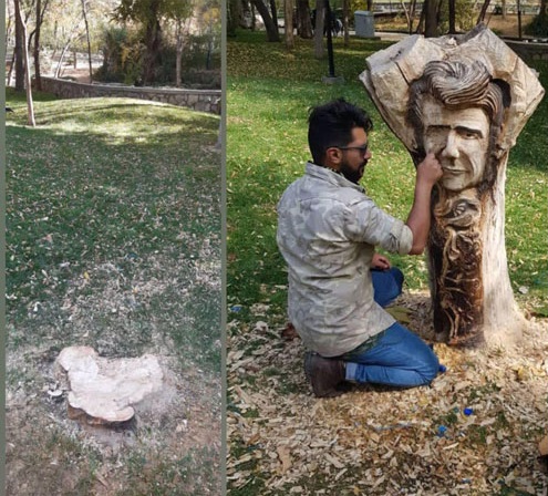 تندیس محمدرضا شجریان در پارک ملت مشهد
