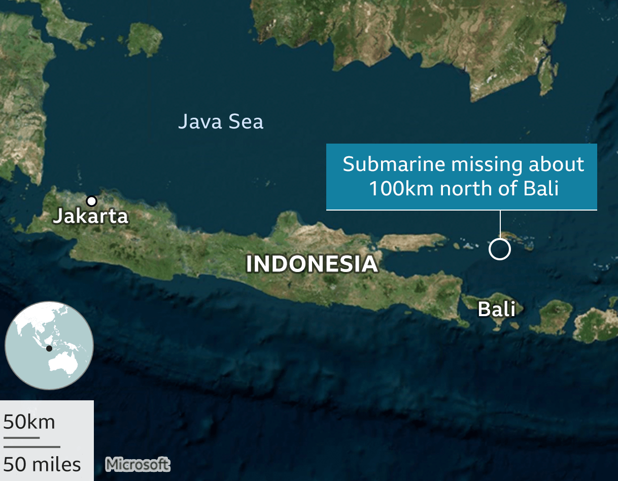 غرق زیردریایی اندونزی با ۵۳ سرنشین