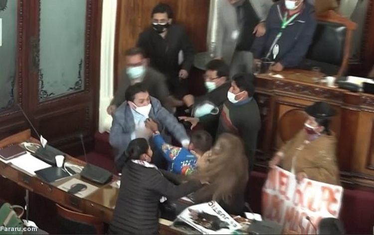 زد و خورد در کنگره بولیوی +فیلم