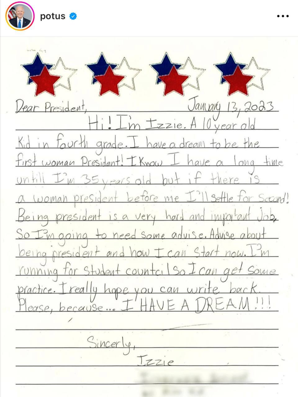 نامه جالب یک دختر ده ساله به جو بایدن