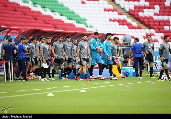 تمرین تیم ملی اسپانیا و ایران پیش از مسابقه
