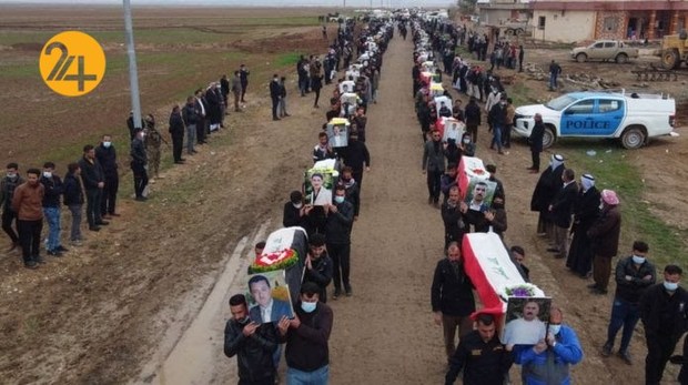 تشییع جنازه 104 ایزدی که توسط داعش کشته شدند