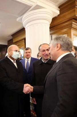  دیدار رئیس مجلس شورای اسلامی با رئیس مجلس دومای روسیه