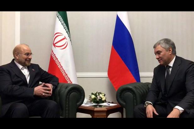  دیدار رئیس مجلس شورای اسلامی با رئیس مجلس دومای روسیه